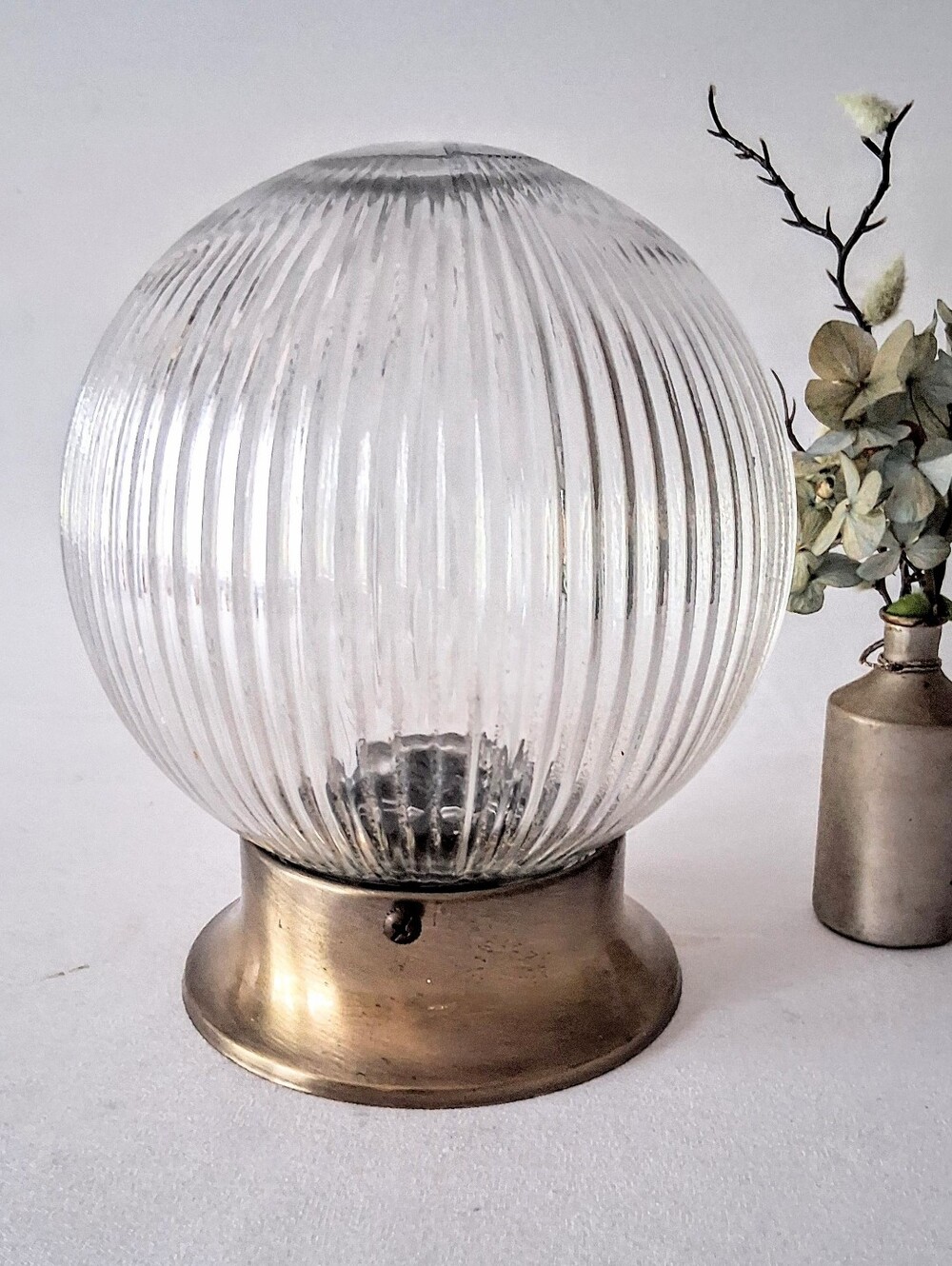 MCM Hampton Bay Flush Mount Clear Globe & Brass Lighting